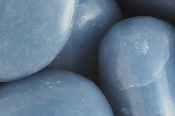 Close up of tumbled Angelite