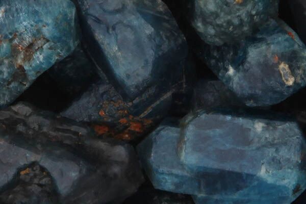 Close up of tumbled Blue Apatite