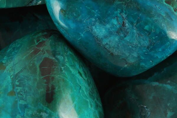 Close up of tumbled Chrysocolla
