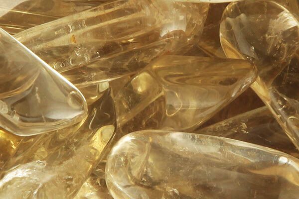 Close up of tumbled Citrine