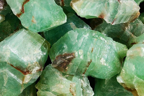Close up of tumbled Green Calcite