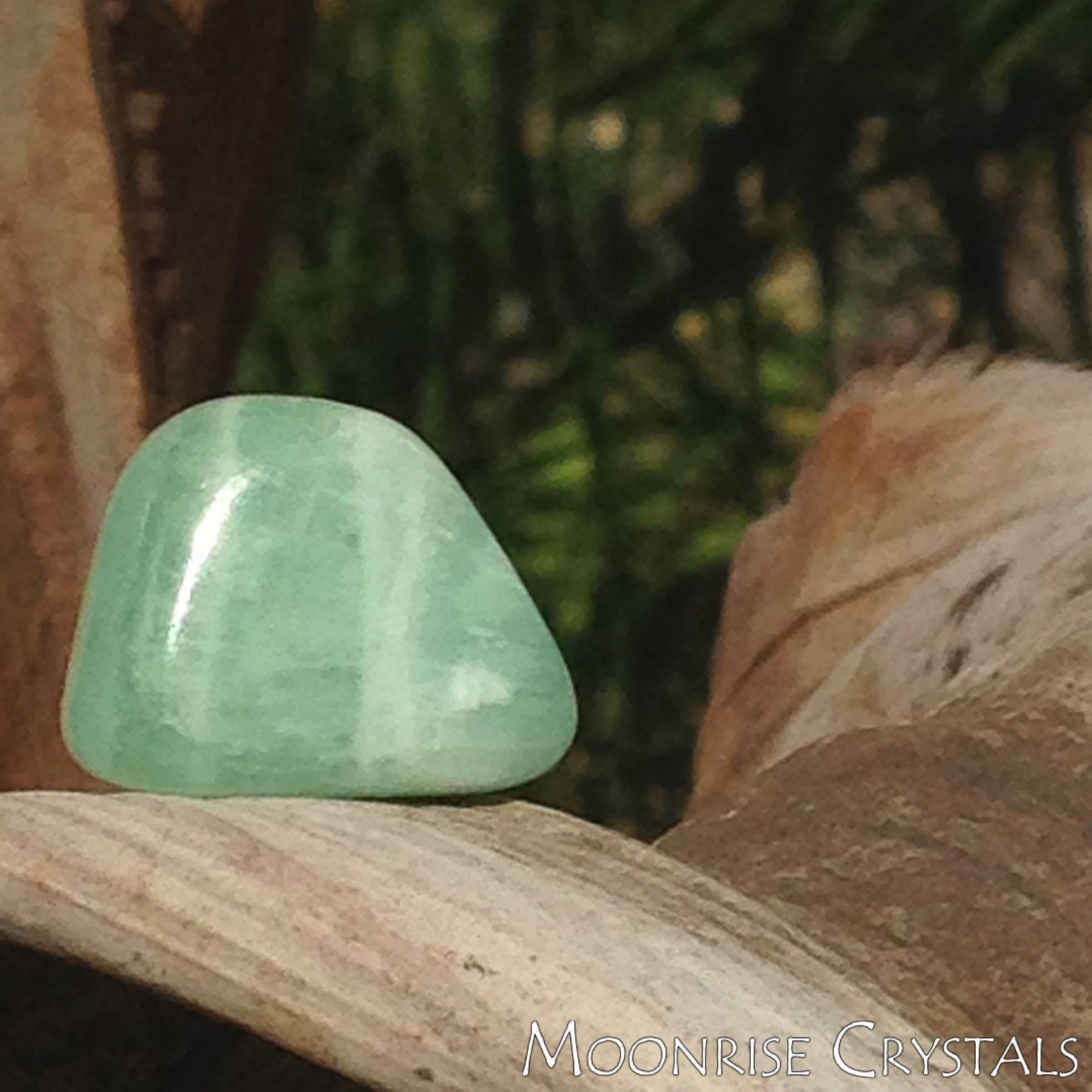 Green Calcite over a tree
