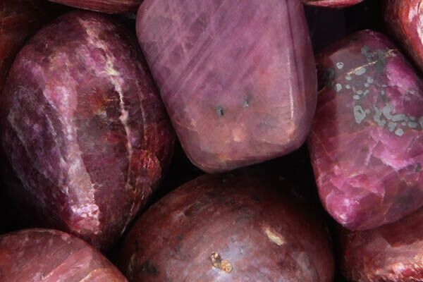 Close up of tumbled Ruby