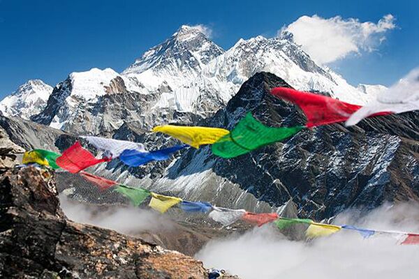 View Of Everest From Gokyo Ri, with Tibetan Prayer Flags