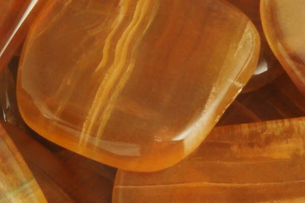 Close up of tumbled Yellow Fluorite
