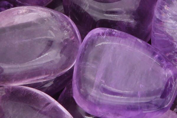 Close up of tumbled Amethyst