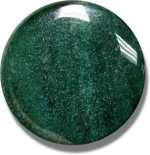 High-quality polished Green Aventurine disc, shows many white sparkles uniformly across its surface, a feature known as aventurescence