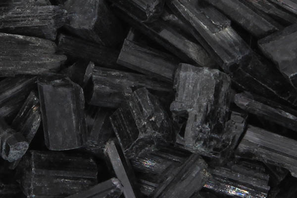 Close up of tumbled Black Tourmaline