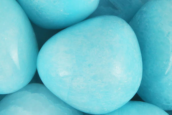 Close up of tumbled Blue Aragonite