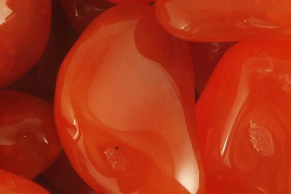 Close up of tumbled Carnelian