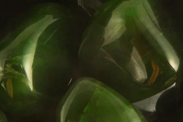 Close up of tumbled Green Jade