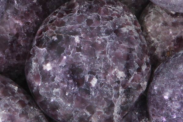 Close up of tumbled Lepidolite