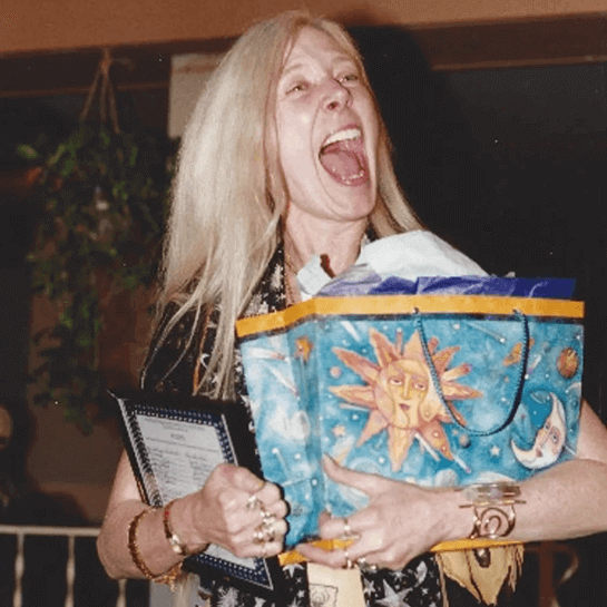 Melody happily yelling