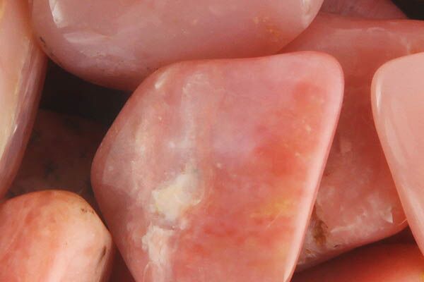 Close up of tumbled Pink Opal