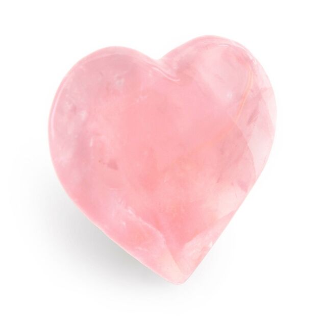 Puffy pink Rose Quartz heart, perfectly smooth with a softly rounded tip
