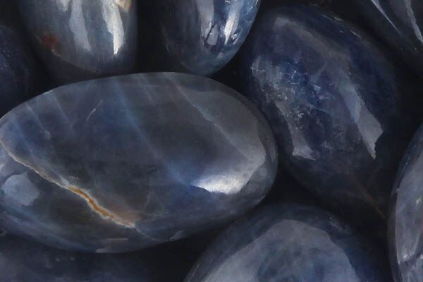Close up of tumbled Blue Sapphire