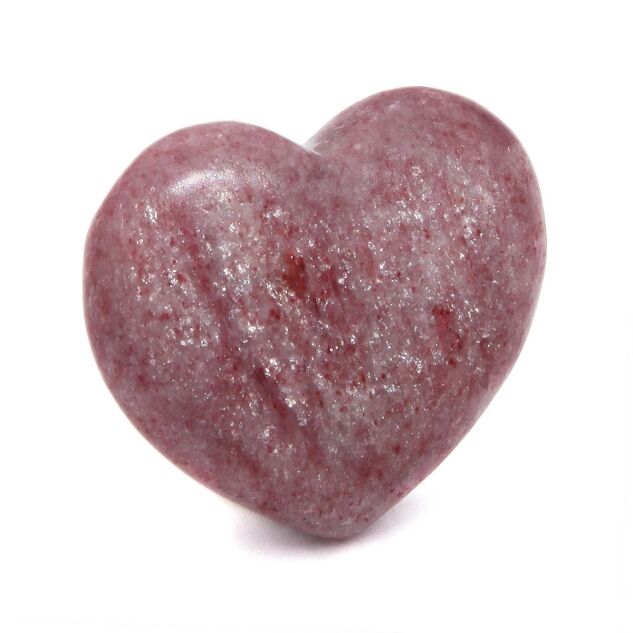 Flat dark pink Thulite heart, perfectly smooth with a softly rounded tip.