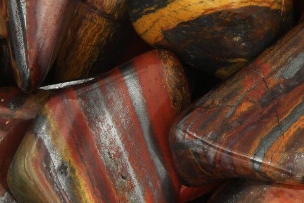 Close up of tumbled Tiger Iron