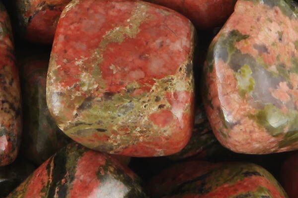 Close up of tumbled Unakite