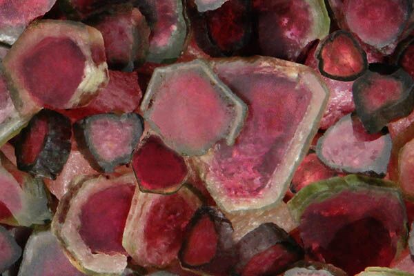 Close up of tumbled Watermelon Tourmaline