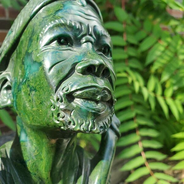 Pondering Chief Sculpture of a man made out of Buddstone