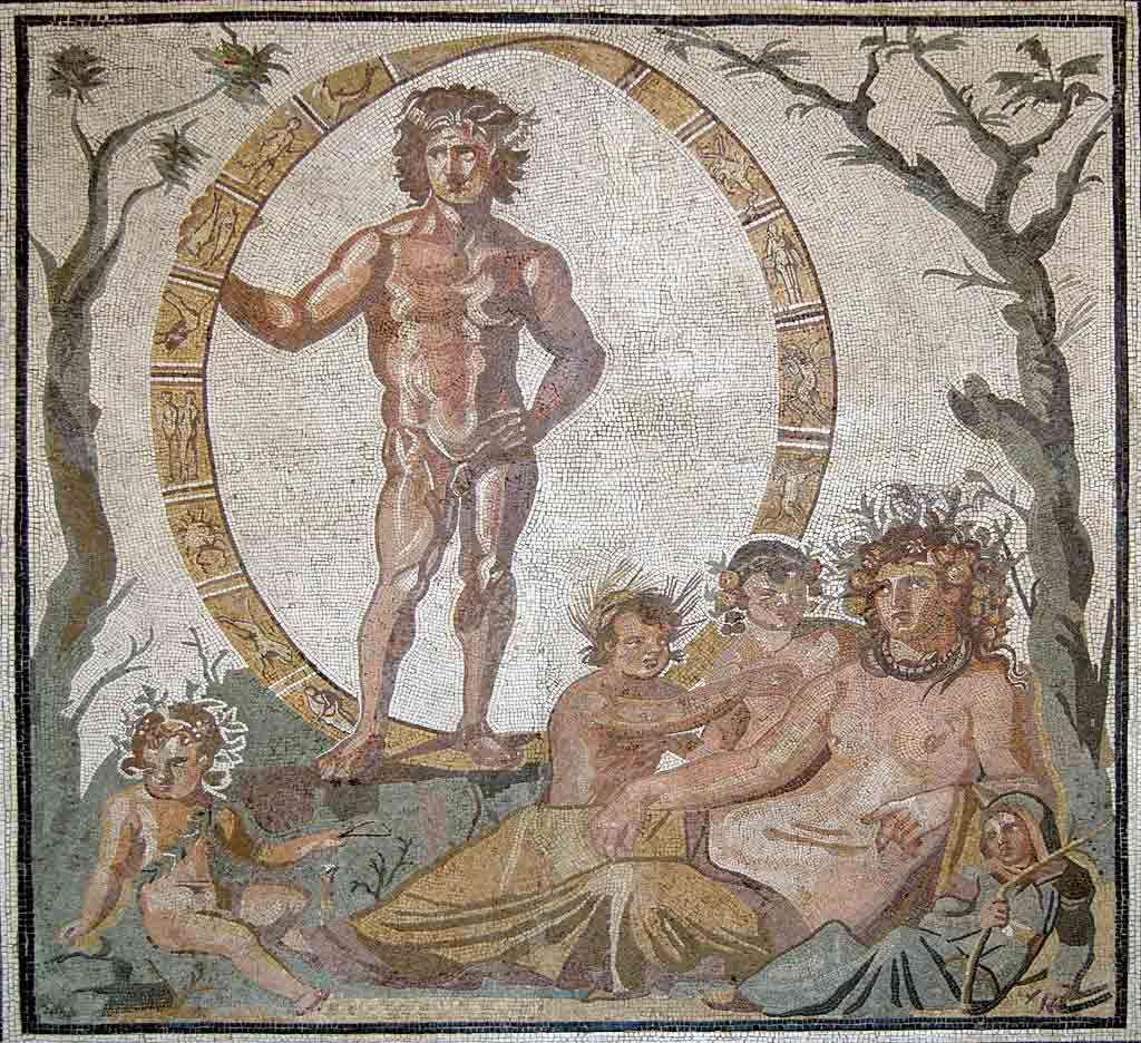 Mosaic showing the god Uranus and the goddess Gaia