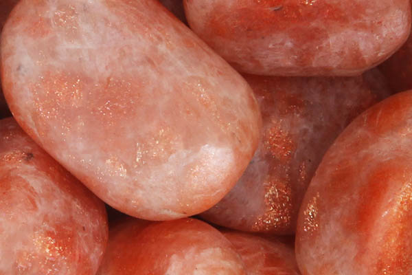 Close up of tumbled Sunstone