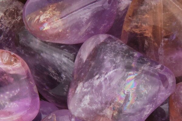 Close up of tumbled Ametrine