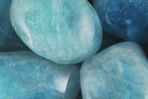 Close up of tumbled Aquamarine
