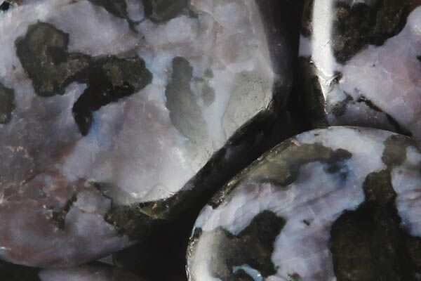 Close up of tumbled Indigo Gabbro