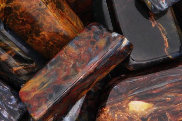Close up of tumbled Pietersite
