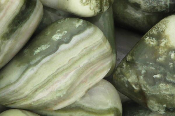Close up of tumbled Serpentine