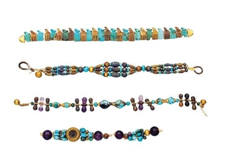 Four turquoise and other gemstone bracelets found in ancient Egypt