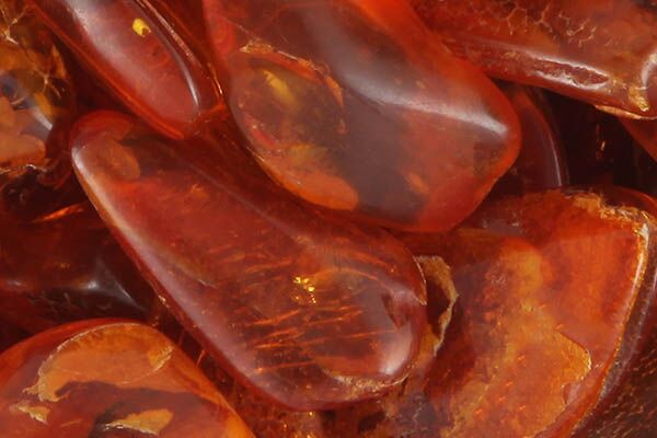 Close up of tumbled Amber