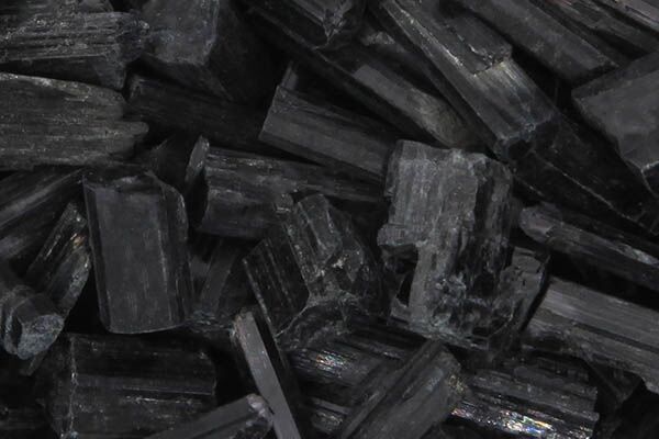 Close up of tumbled Black Tourmaline