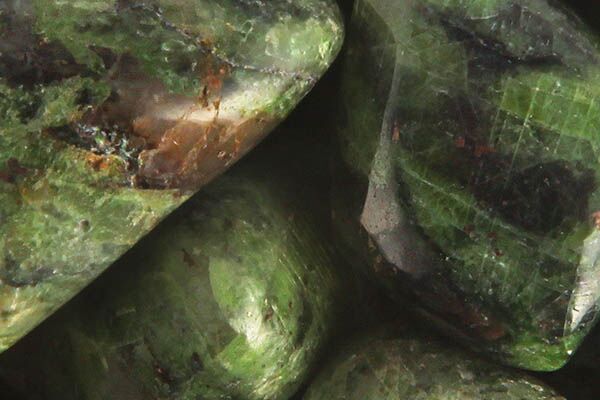 Close up of tumbled Diopside