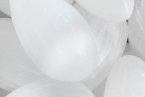 Close up of tumbled Selenite
