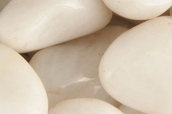Close up of tumbled Snow Quartz